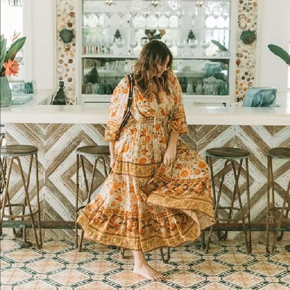 Long Sleeve Boho Floral Gypsy Print Maxi Dress - Picture 2 of 13